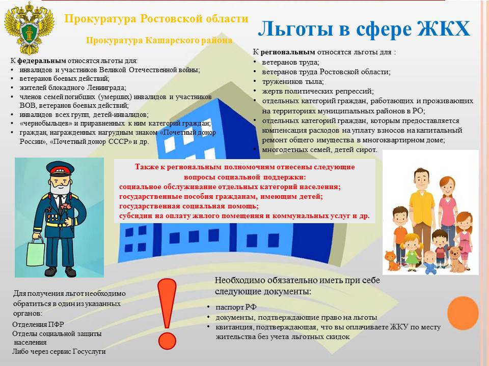 Прокуратура Кашарского района информирует: льготы в сфере ЖКХ