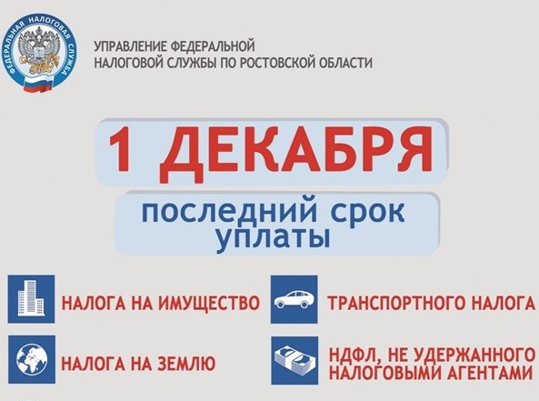 УФНС по Ростовской области напоминает о необходимости уплаты налогов до 1 декабря 2022 года