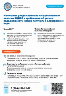 Налоговые уведомления по имущественным налогам, НДФЛ и требования об уплате задолженности можно получать в электронном виде.