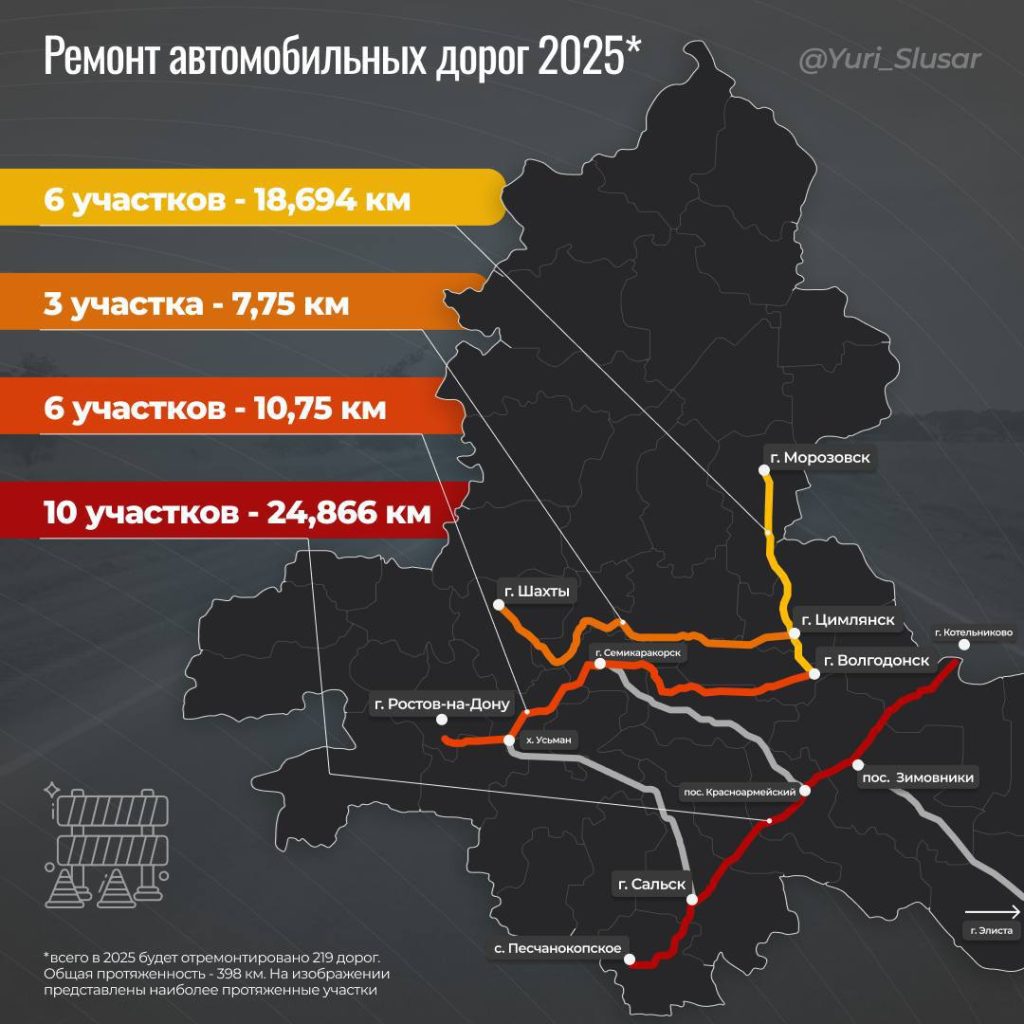 Слюсарь рассказал о планах по ремонту дорог в Ростовской области в 2025 году