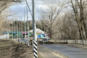 В Кашарах у моста на Красноармейской ветер повалил тополь