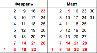 Длинные выходные ждут жителей Кашарского района в феврале и марте